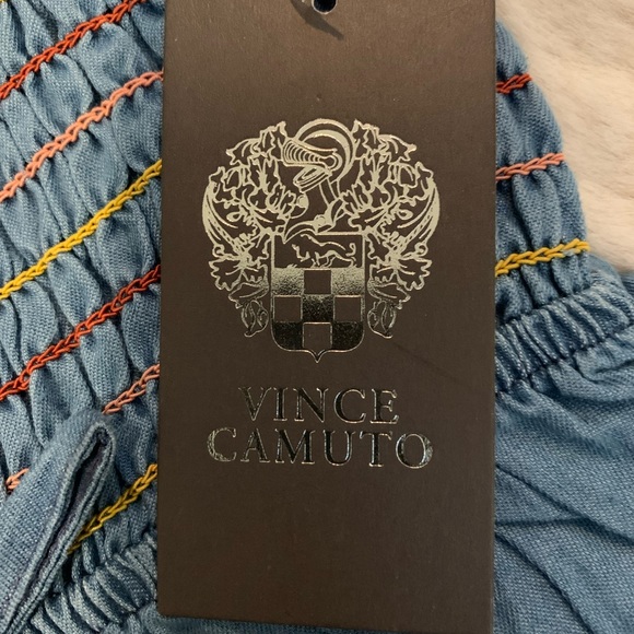 Vince Camuto Girls Denim Smocked Chambray Romper - Picture 3 of 5